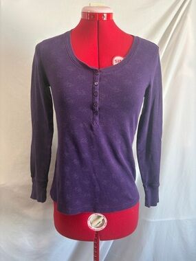 Denver Hayes Purple Long-Sleeve Ribbed Henley Top SM327